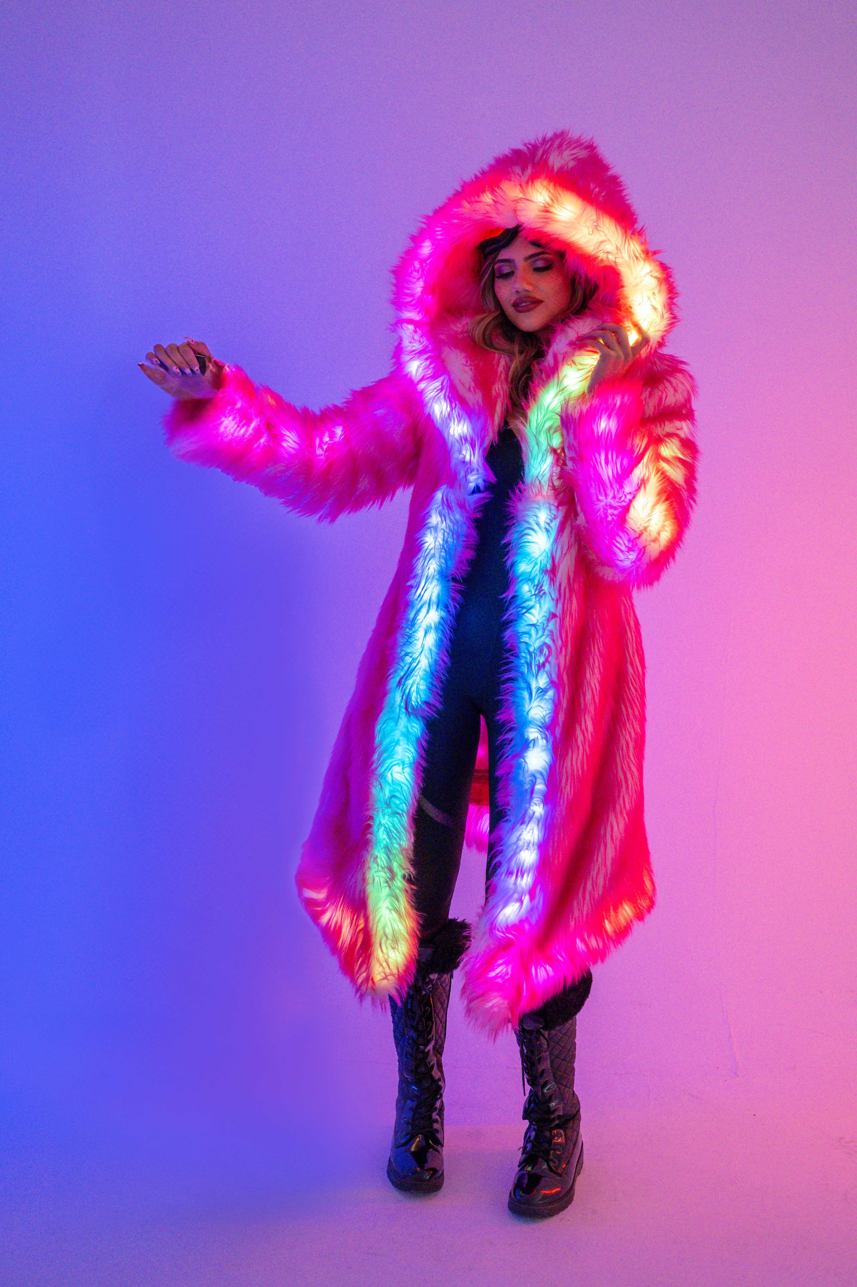 Fuchsia pink fur coat best sale