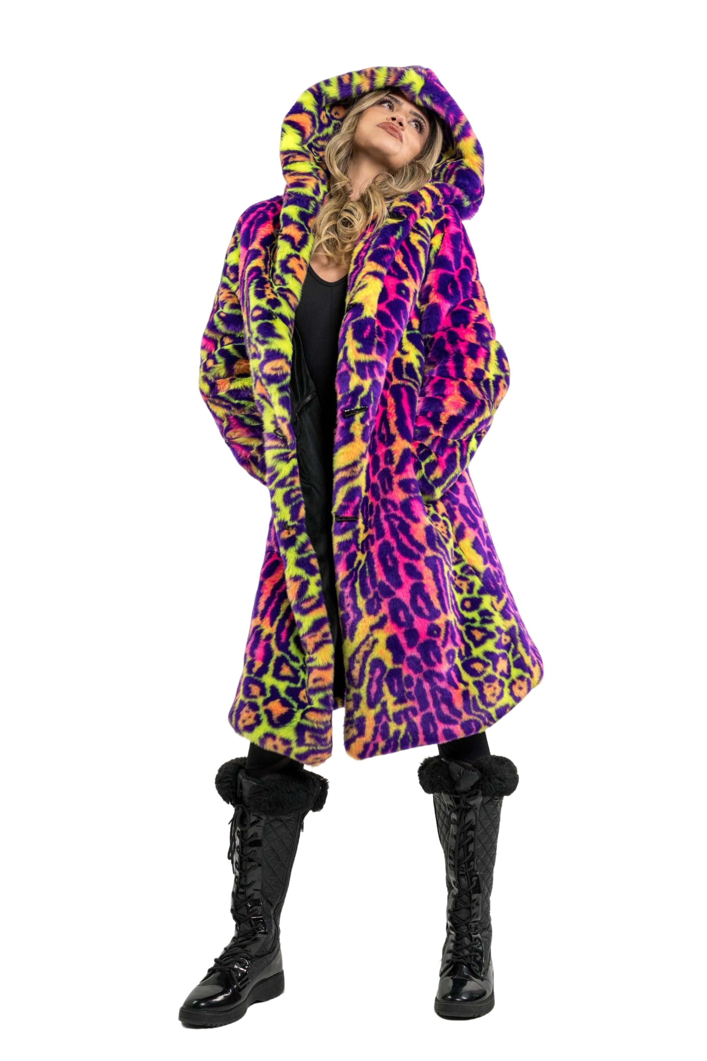 Neon faux fur coat best sale