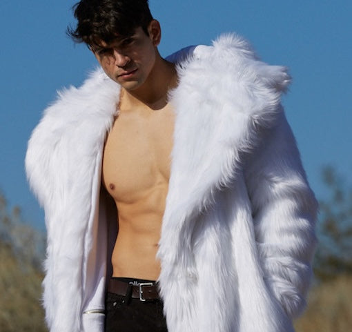 Men's White Faux Fur Coats, Jackets, Vests, & Accessories