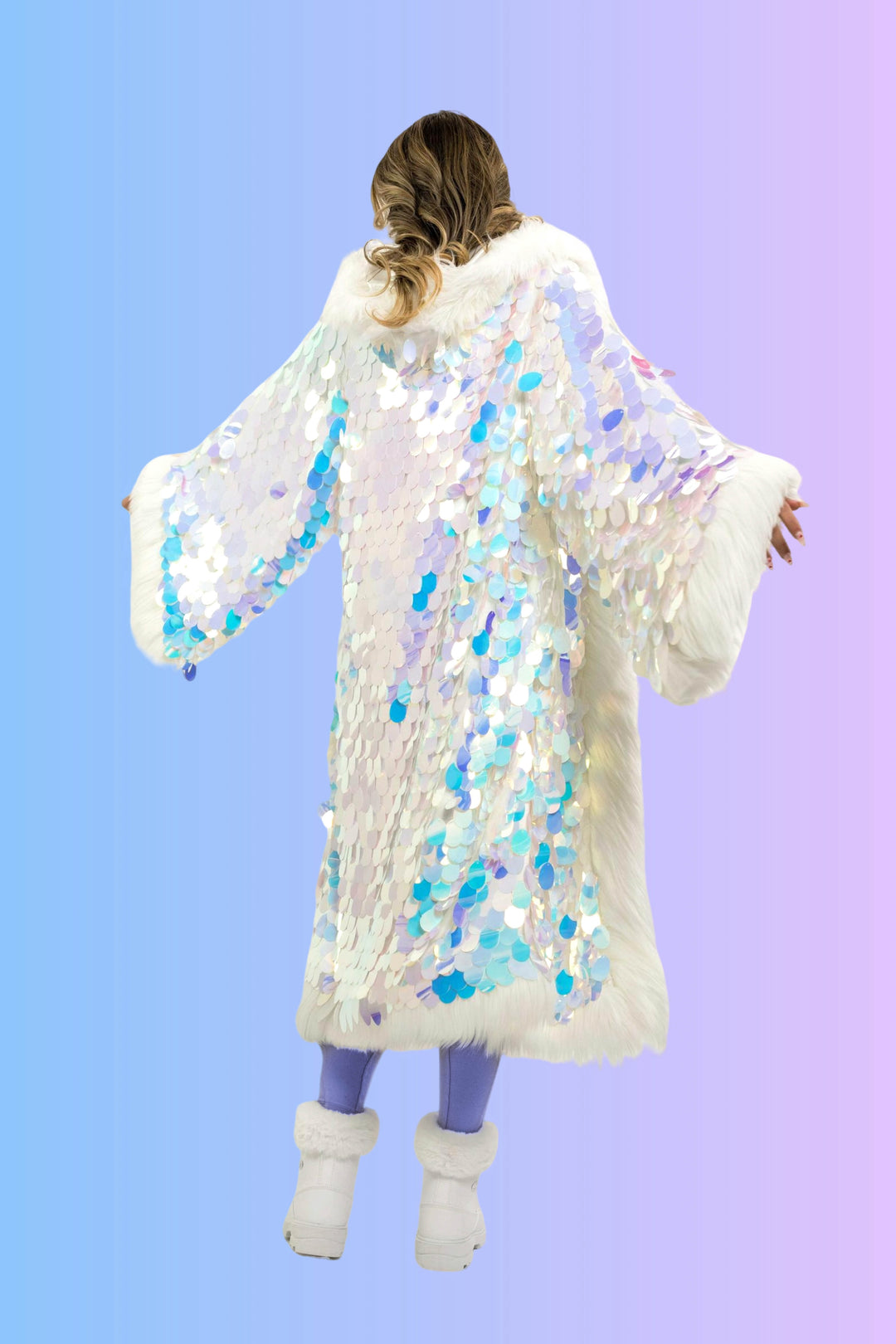 Hotsell Sequin fur festival goddess kimono coat waterproof