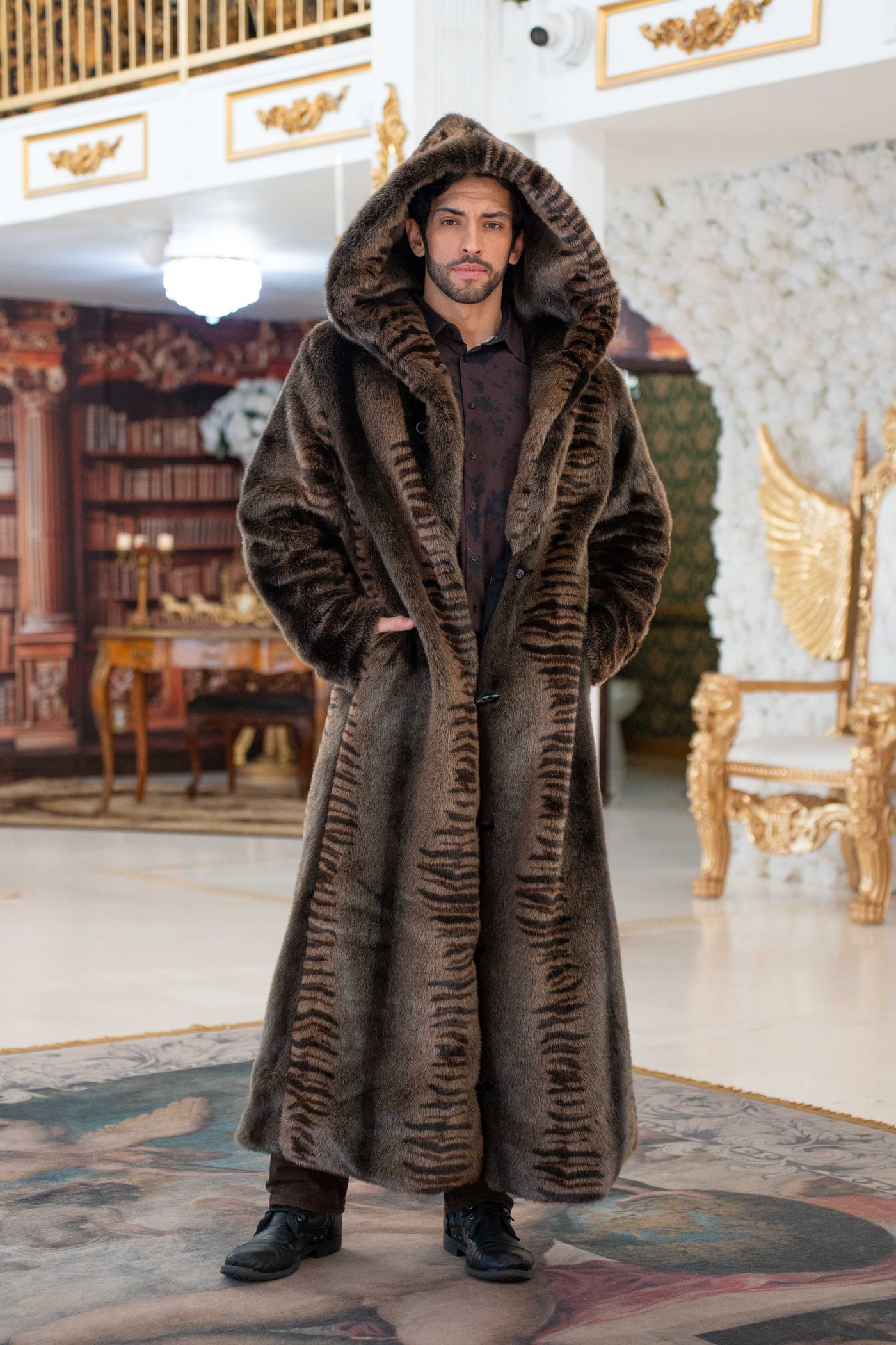 Men's Long Desert Warrior Coat in "Bengal Fox"