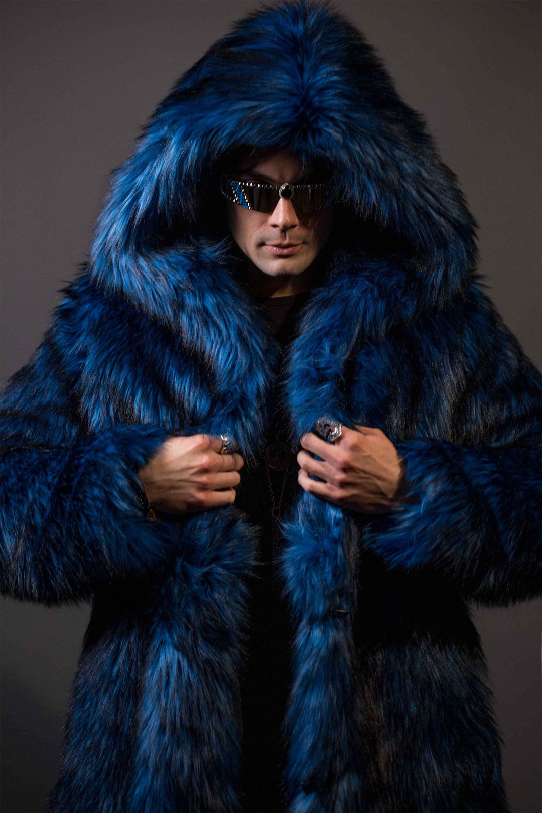 Men s Blue Faux Fur Coats Jackets Vests Accessories Furrocious Furr