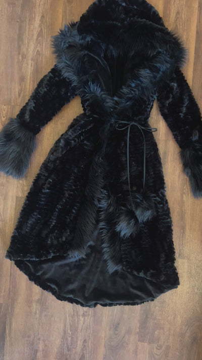 Women's Temptress Coat in "Black Crocodile"