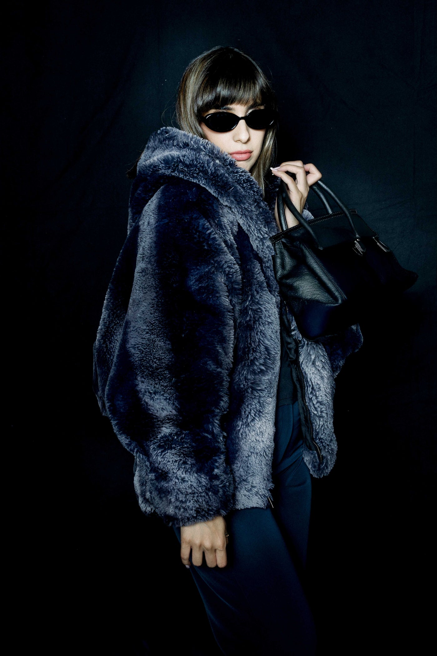 Women's Snuggle Coat in "Ebony Chinchilla"