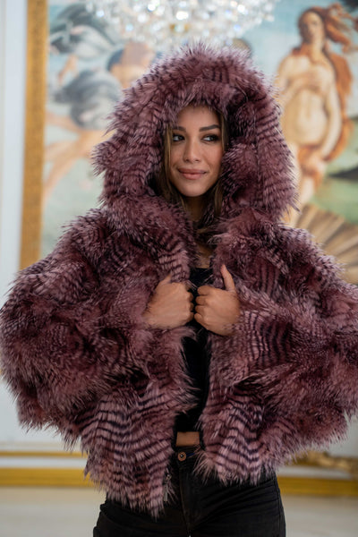 Women's Crop Snuggle Coat in "Rose Feather"