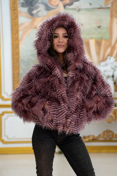 Women's Crop Snuggle Coat in "Rose Feather"