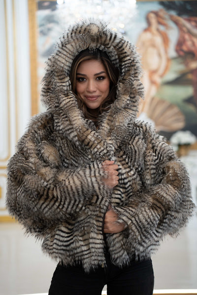 Women's Crop Snuggle Coat in "Desert Feather"