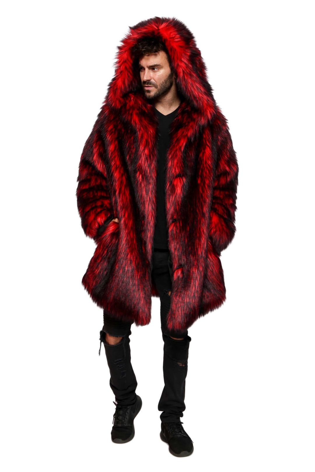 Mens wolf fur coat best sale