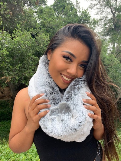 faux-fur-chinchilla-infinity scarf-gray-frost-short