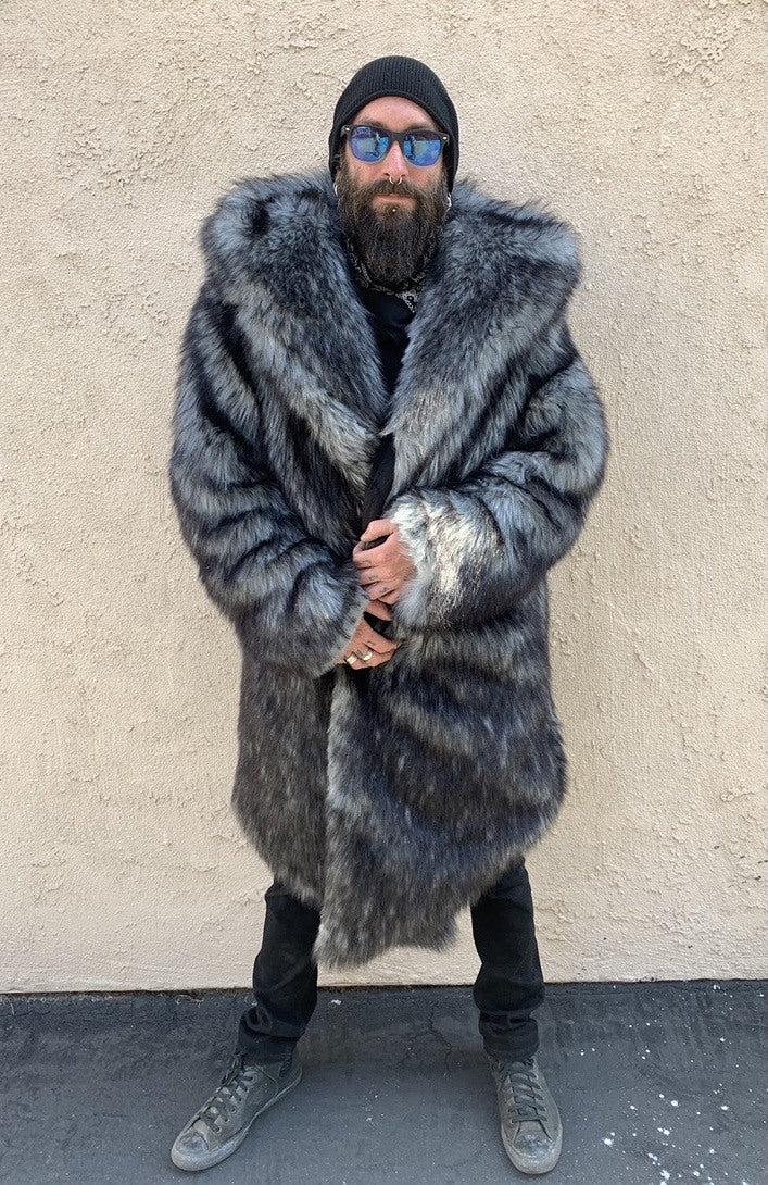 Fake fur coat with hood hotsell